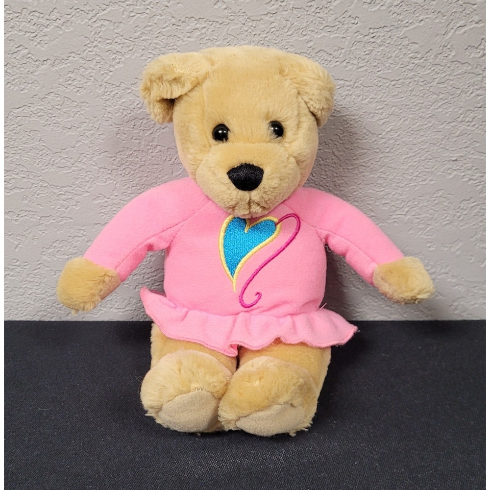 Hallmark Love & Kiss Kiss Teddy Bear Wearing Pink Shirt with Heart Plush